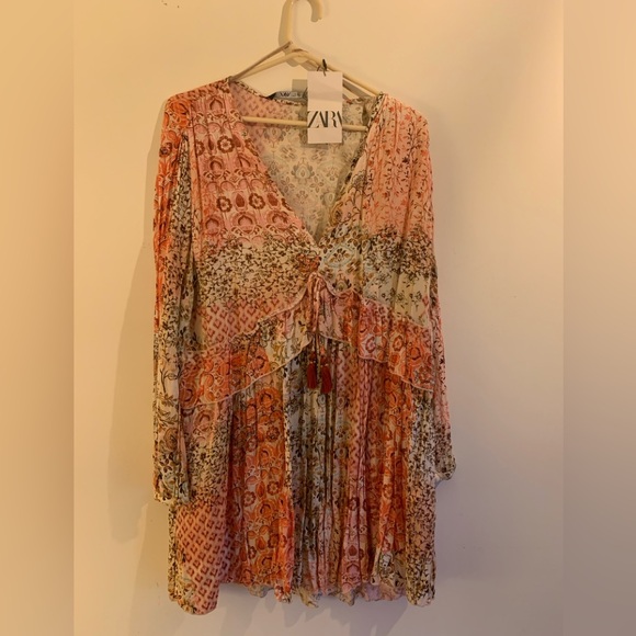 Zara Printed Short Dress size L - Picture 2 of 3